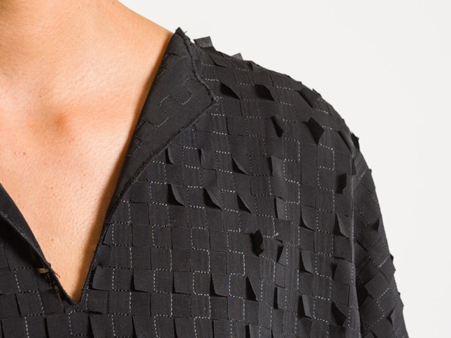 Shi Cashmere Black Georgette Mix Windows Long Dress