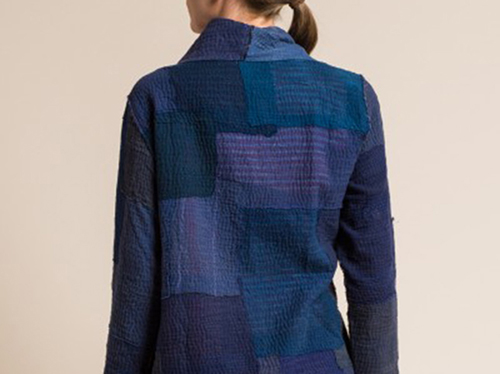 REVIEW: Quilts of Southwest China Mieko MIntz 4 Layer Frayed Patch Pocket Jacket in Indigo