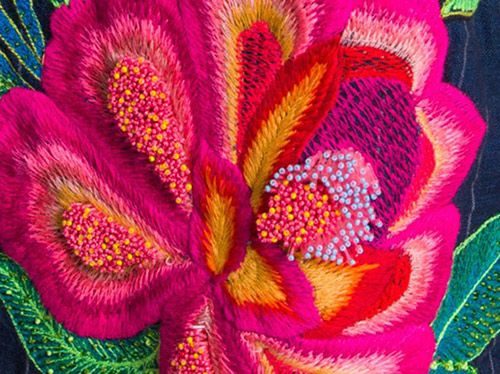 Pero Embroidery Detail of Linen Cotton Embroidered and Beaded A Line Stripe Tunic