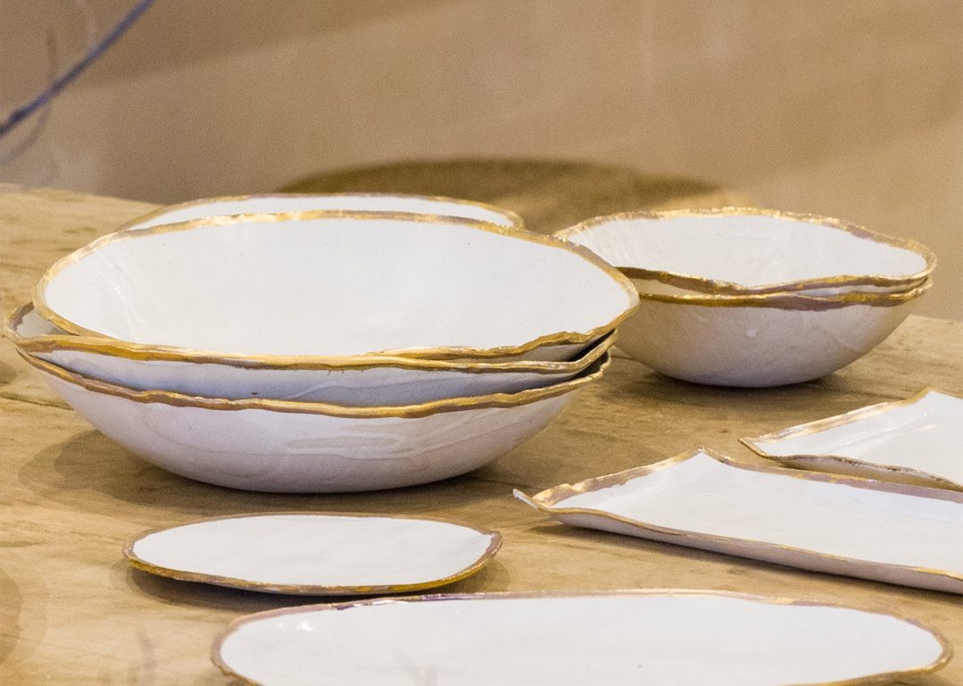 jan burtz metallic plates and bowls