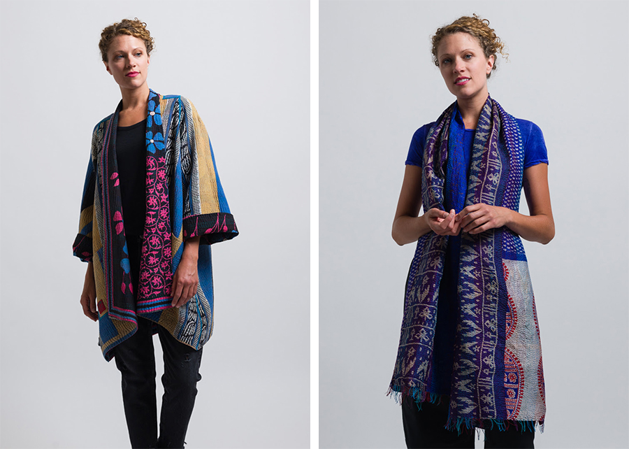 A-Line Jacket and Silk Patched Scarf