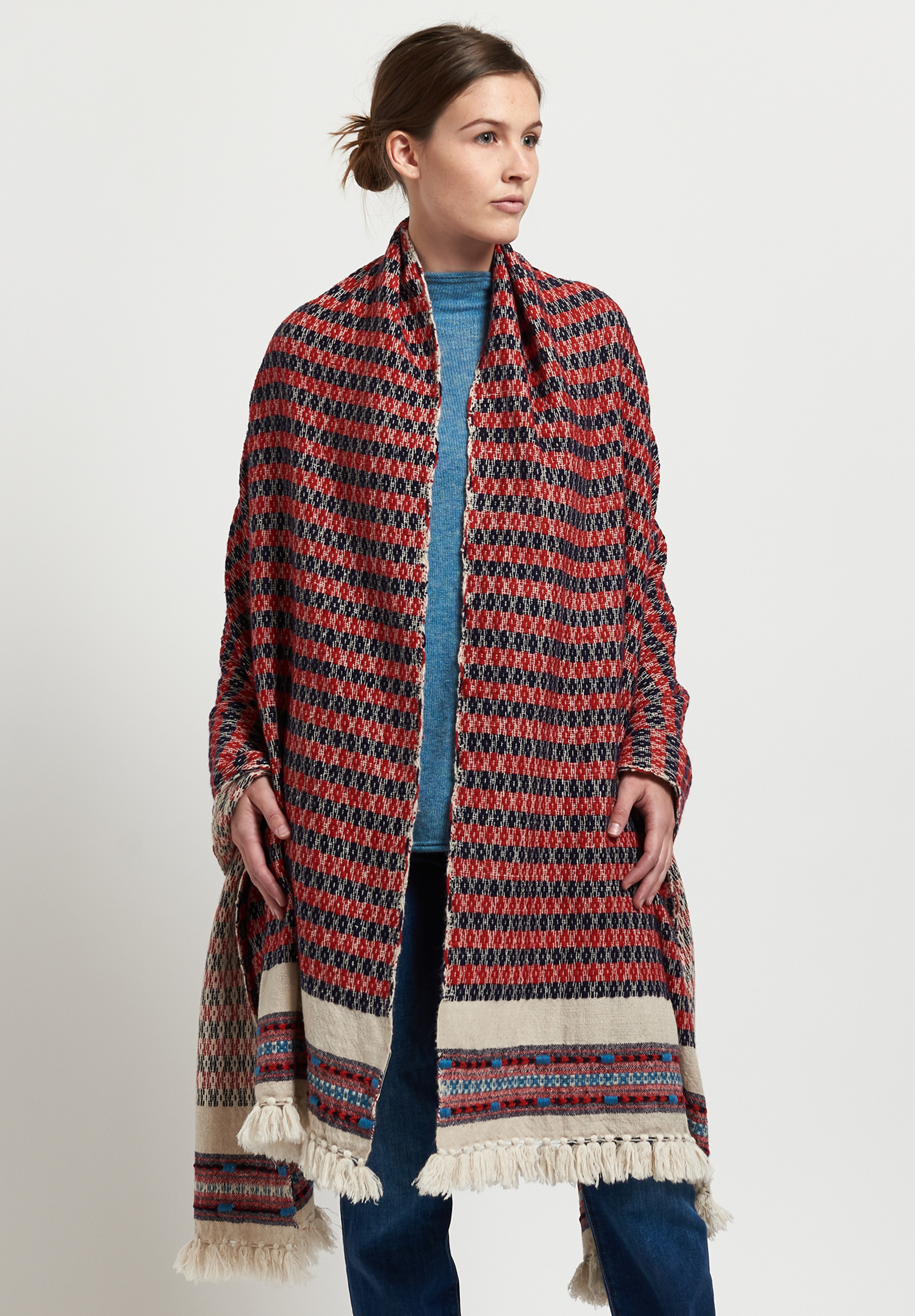 I Pezzi Dipinti Diamonds & Stripes Scarf in Red/Ivory