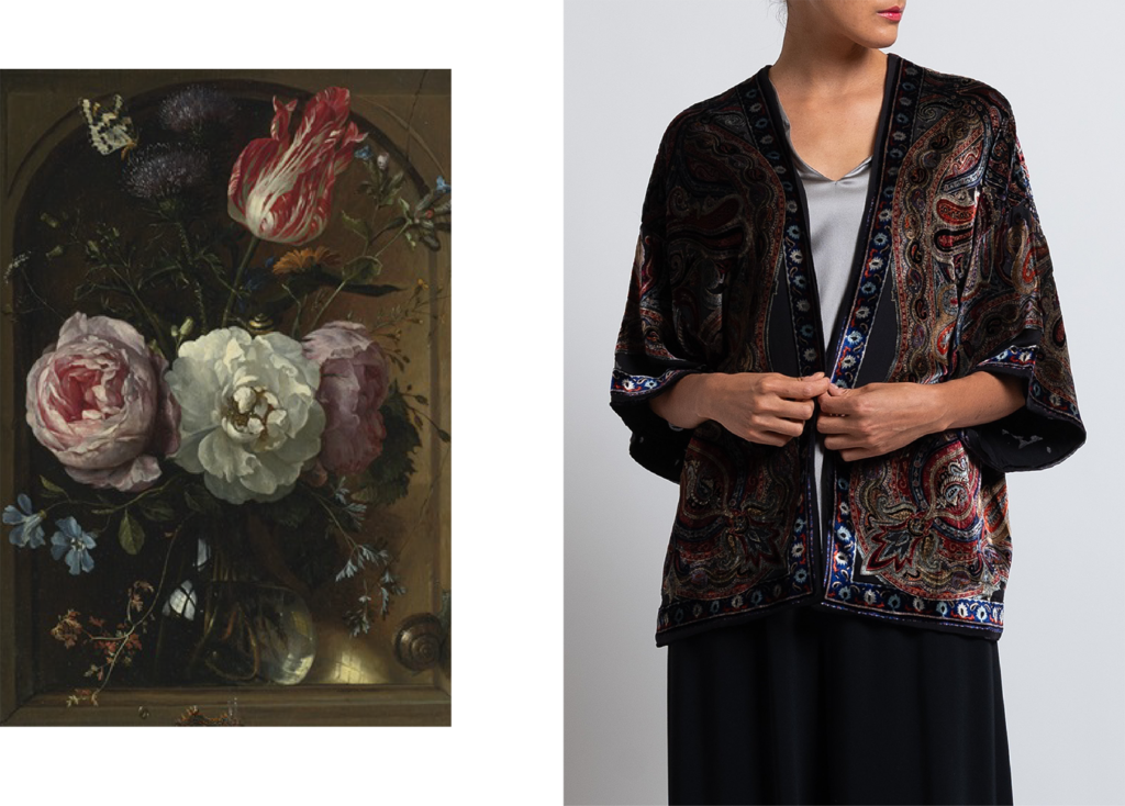 Etro and Jan Davidsz de Heem Still Life Painting- Dark Florals