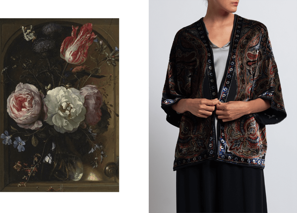 Etro and Jan Davidsz de Heem Still Life Painting- Dark Florals