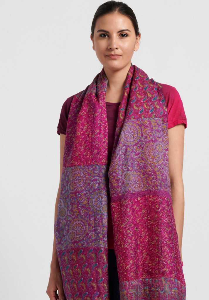 Magenta Pink and Purple Mieko Mintz scarf with Gilda Midani