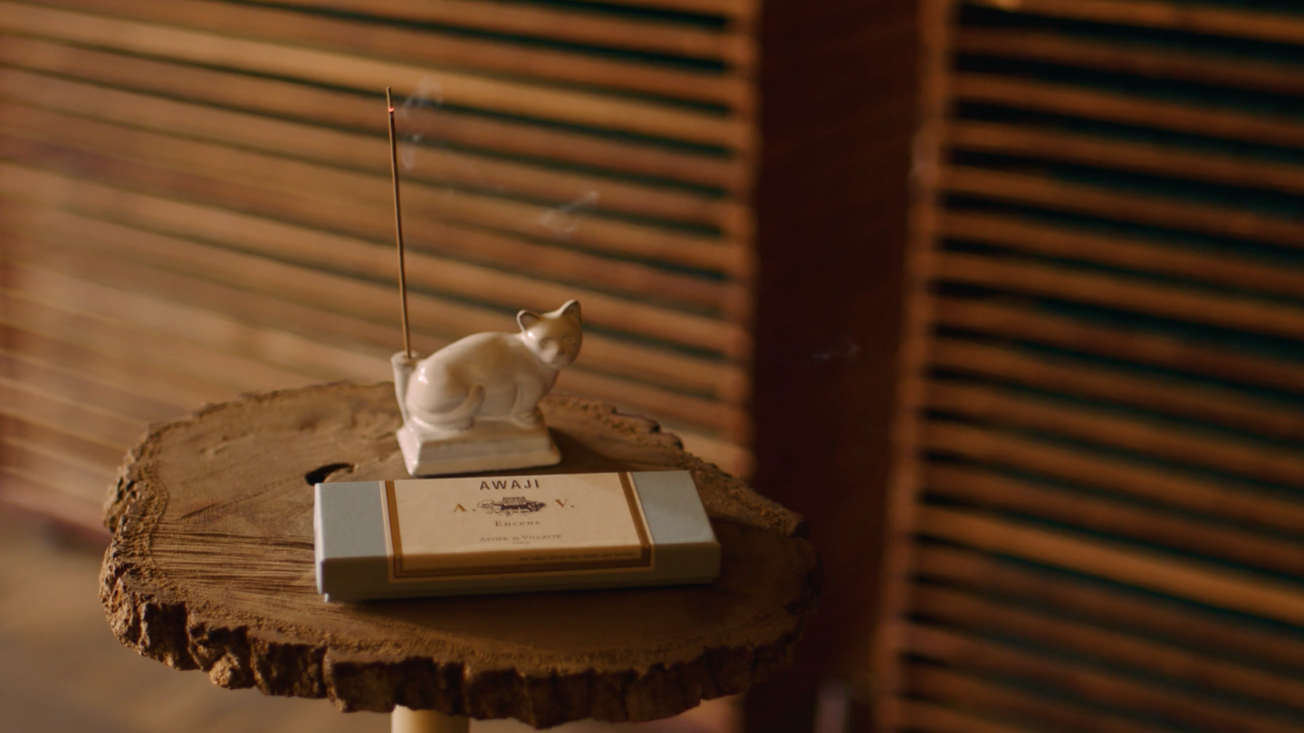 Astier de Villatte Awaji Incense Burning in Astier de Villatte Incense Holder