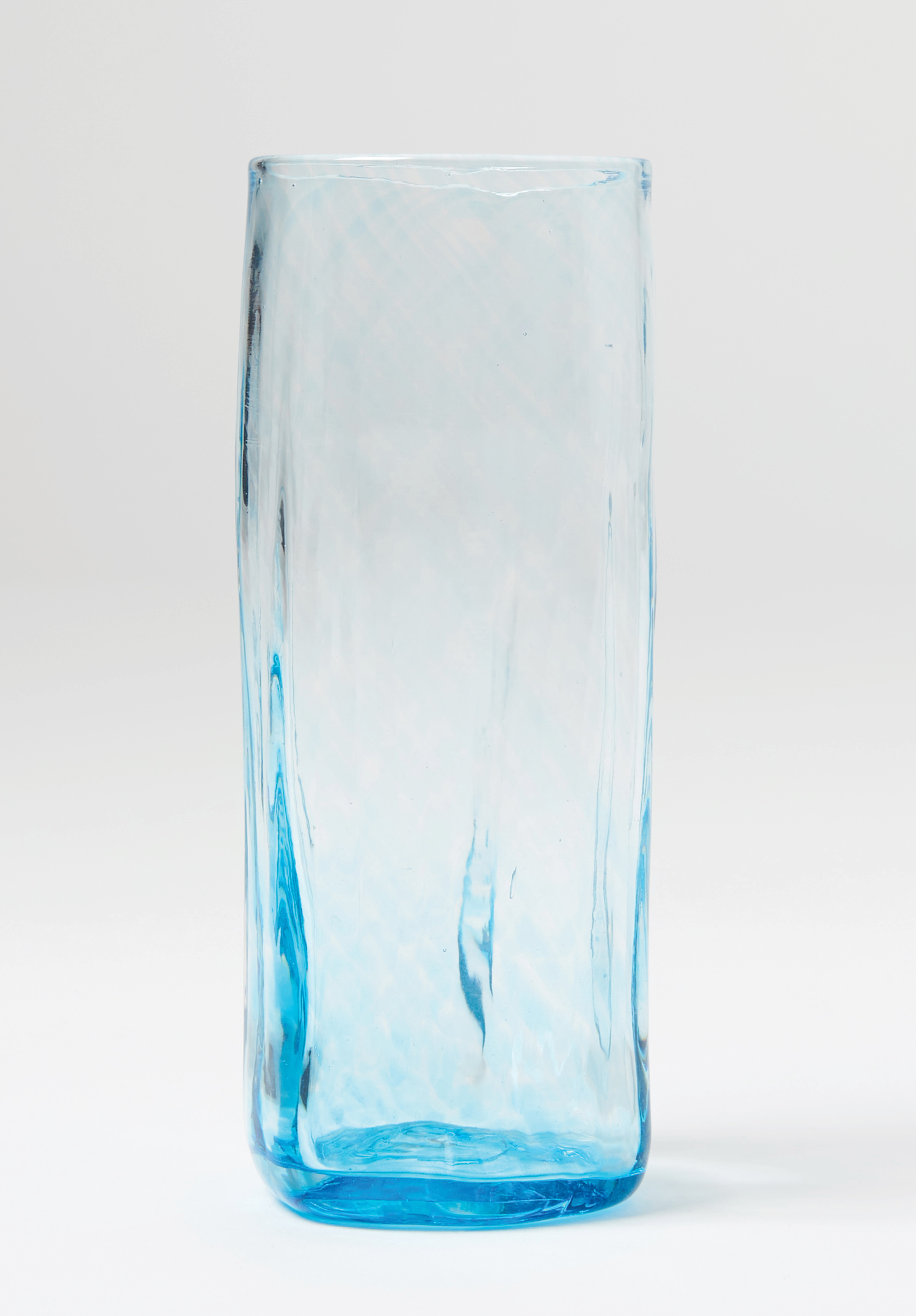 Studio Xaquixe Highball Glass in Turquoise Blue, Handblown recycled glass from Oaxaca