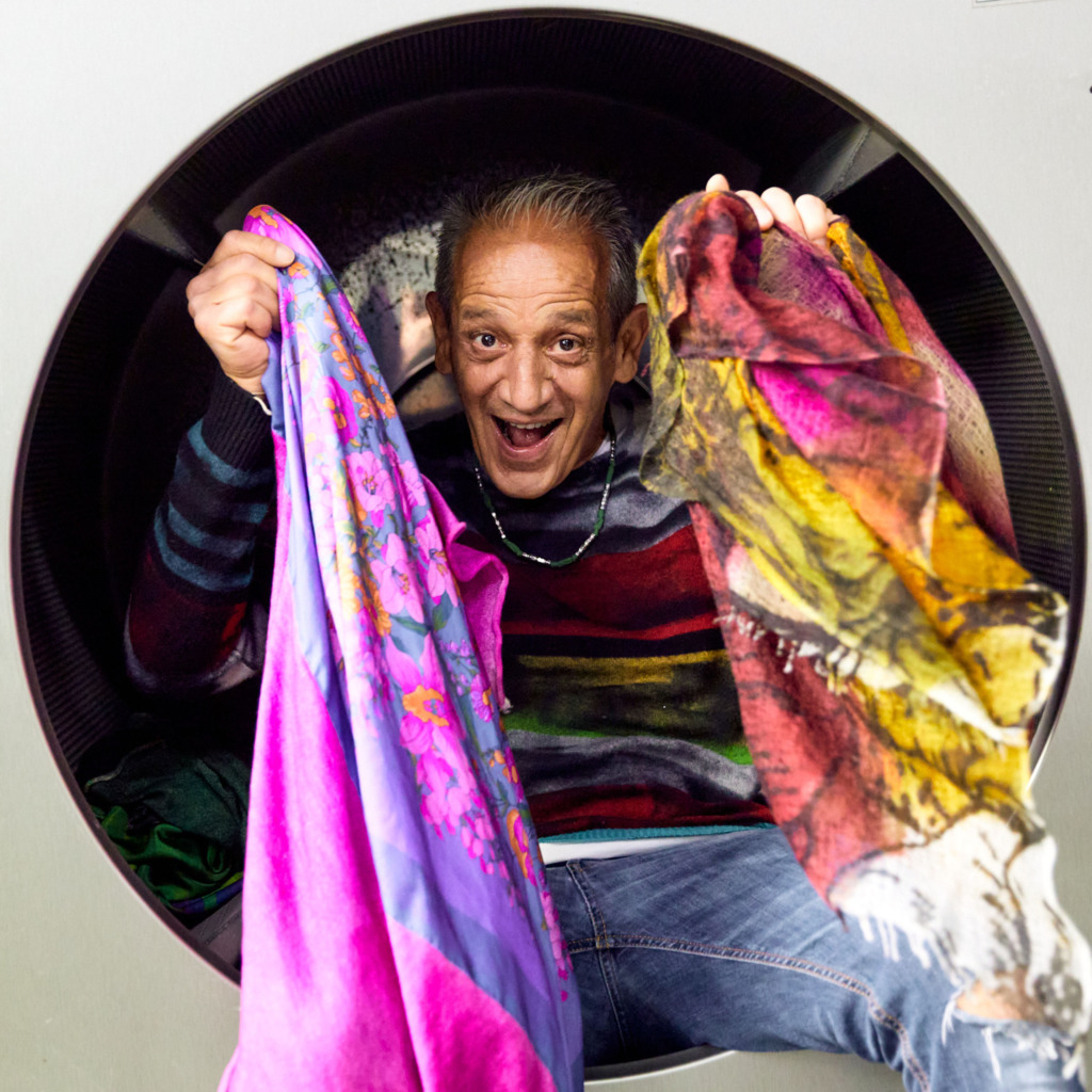 Mirko Ghignone of Avant Toi with Cashmere/Silk Scarves