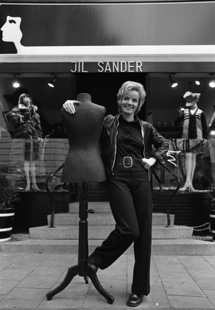Jil Sander Posing with Mannequin Outside of her Original Parisian Boutique