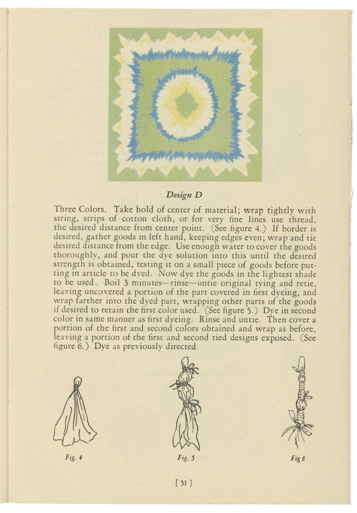 The Monroe Chemical Company 1928 Catalog Page 3 of The Art of Tied Dyeing Article
