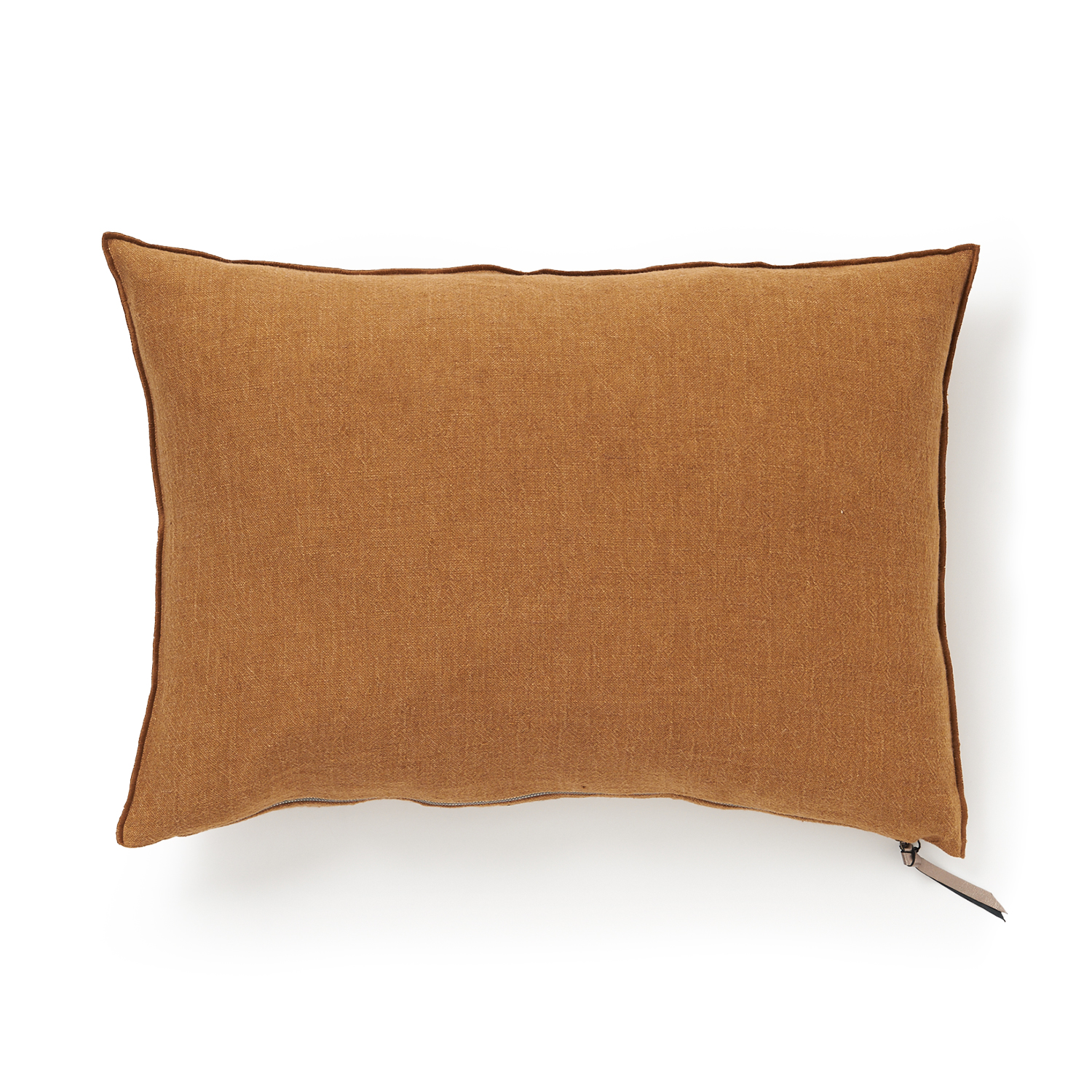 Maison de Vacances Washed Linen Crépon Pillow in Havane Brown, Parisian home decor
