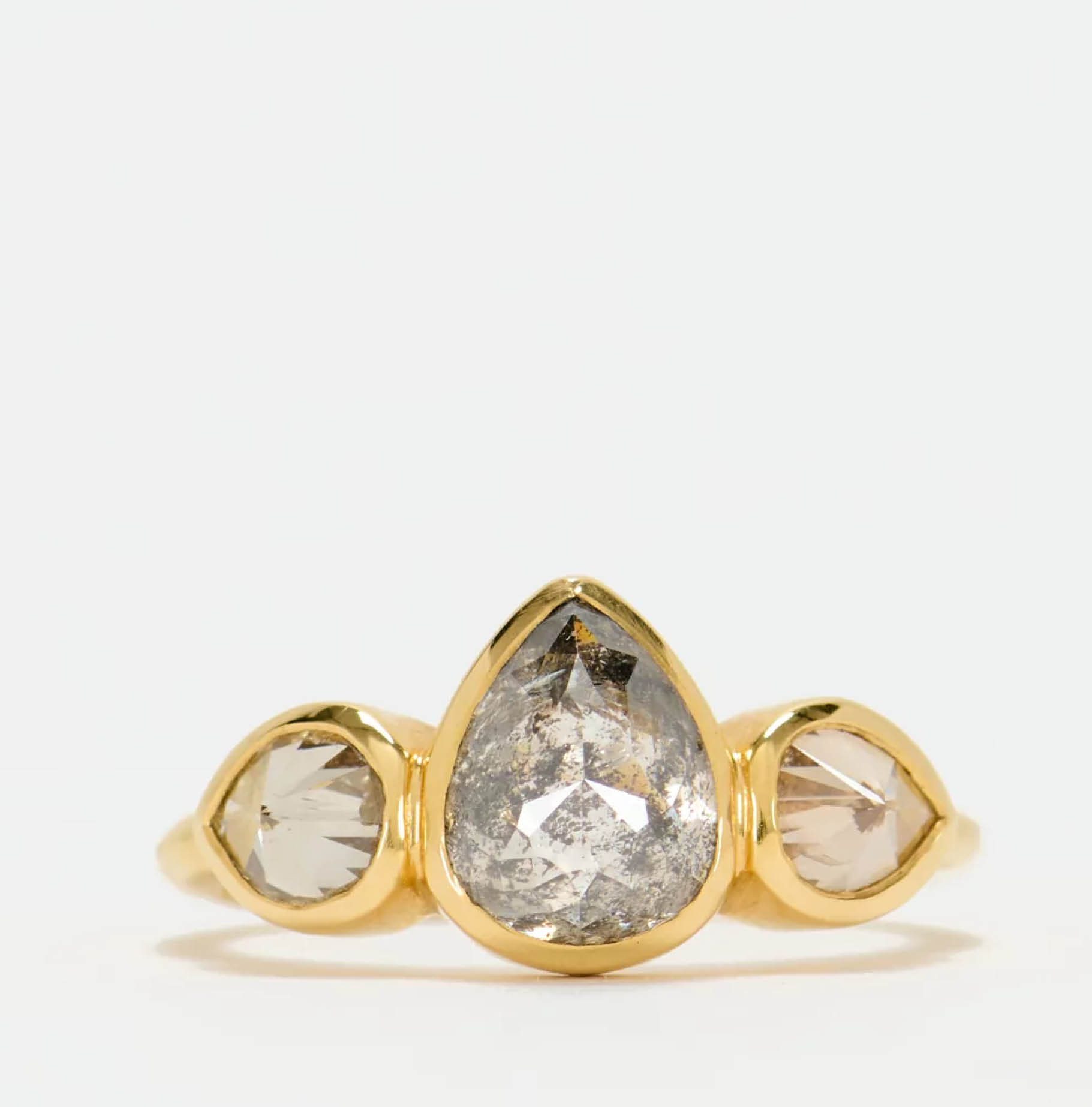 Lauren Wolf 18K, Rose Cut Pear Diamond Ring, Ethically Sourced Unique Engagement Rings