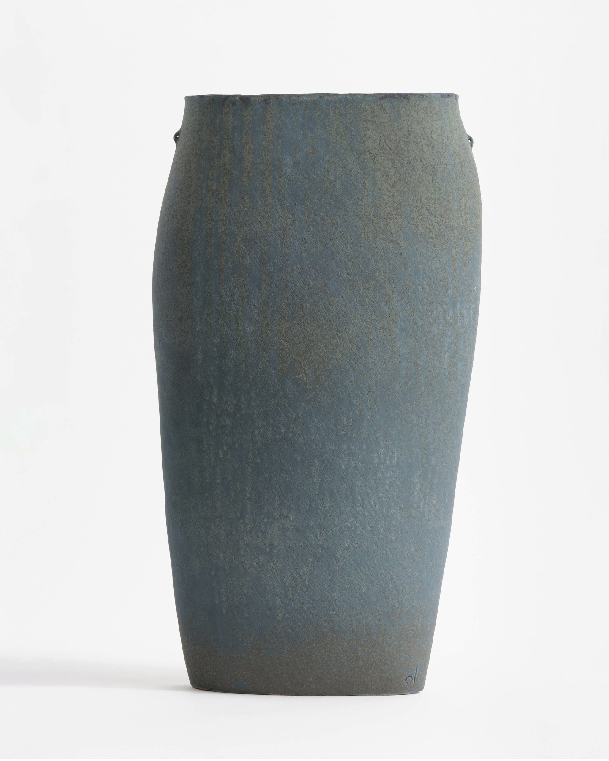 Linda Ouhbi Handbuilt Stoneware Vessel in Blue & Green using Ancestral Pottery Techniques