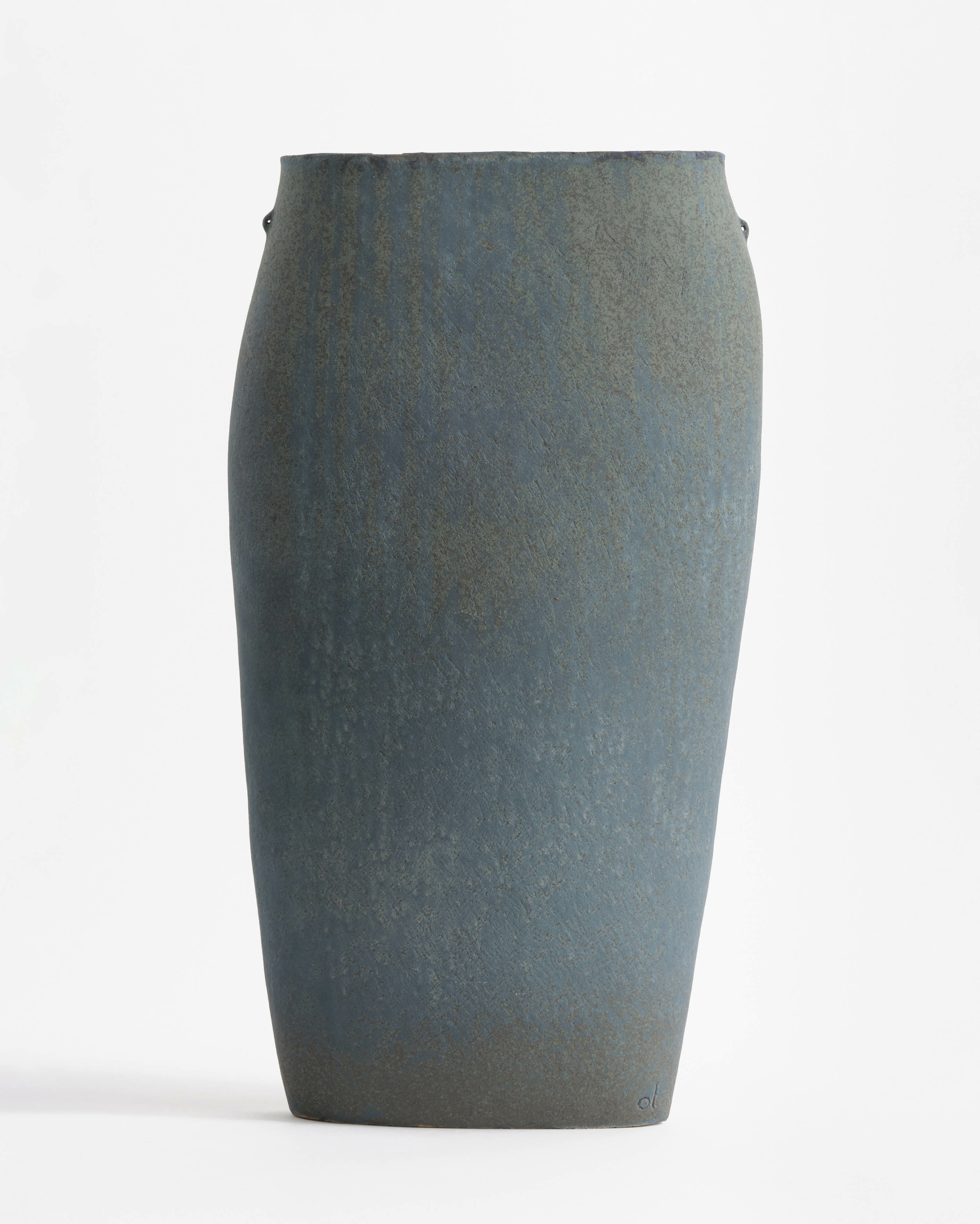 Linda Ouhbi Handbuilt Stoneware Vessel in Blue & Green using Ancestral Pottery Techniques