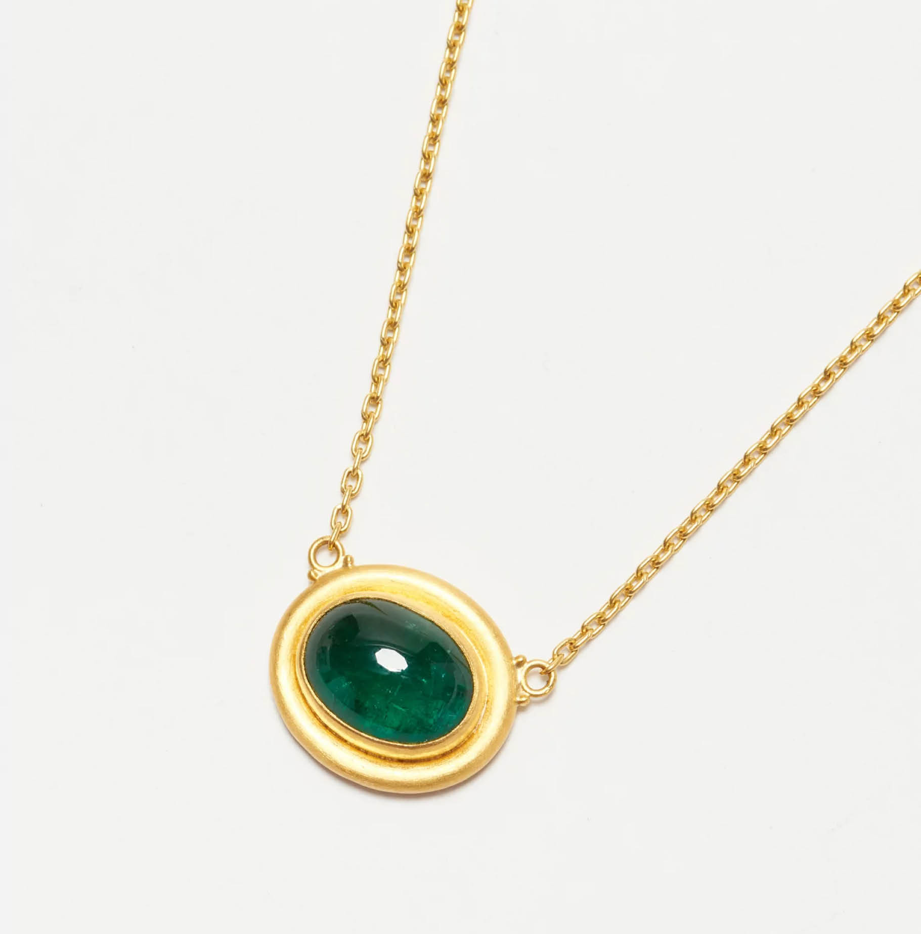 Lika Behar 24K, Emerald "Sloan" Necklace, handcrafted gold necklace with Turkish-inspired design