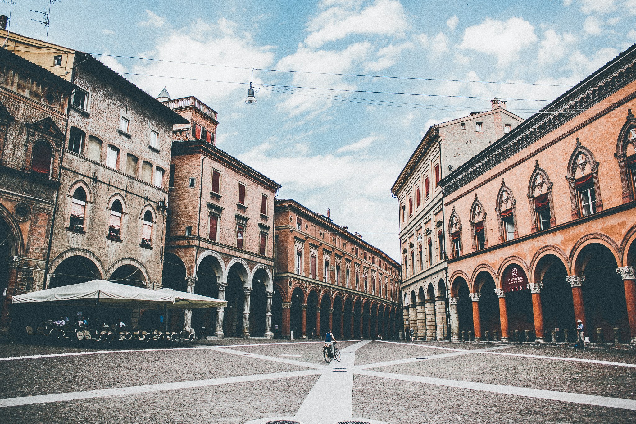 an open square in Bologna Italy