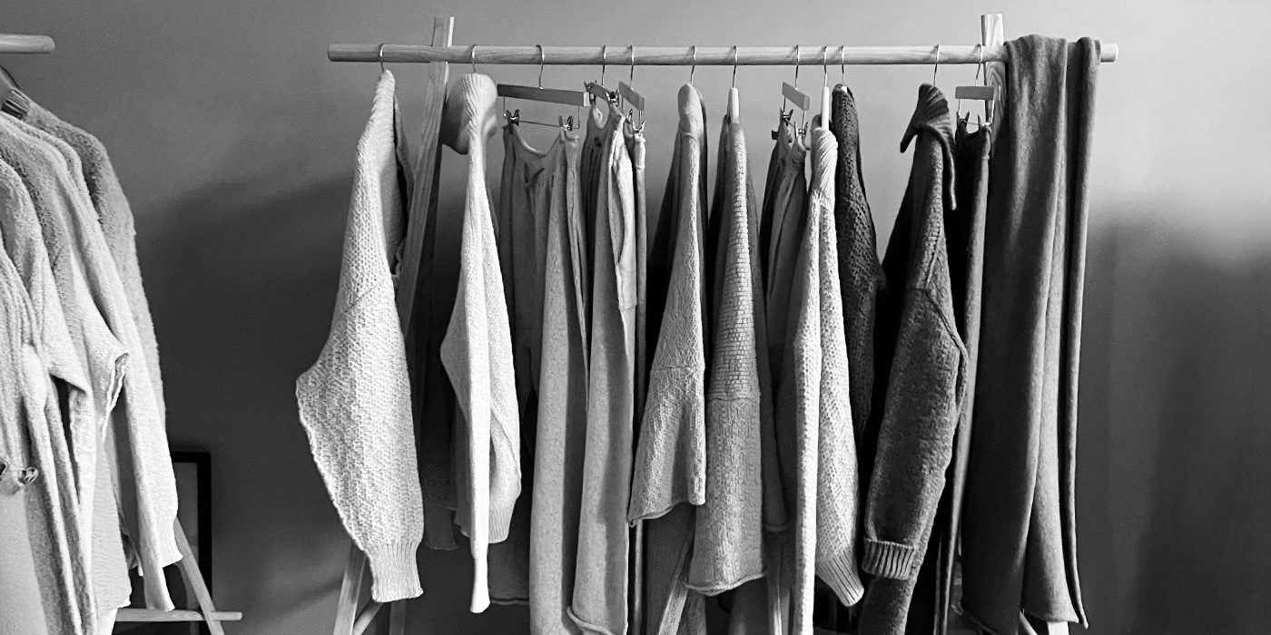 Daniel Andresen sweaters hanging in the Paris Showroom
