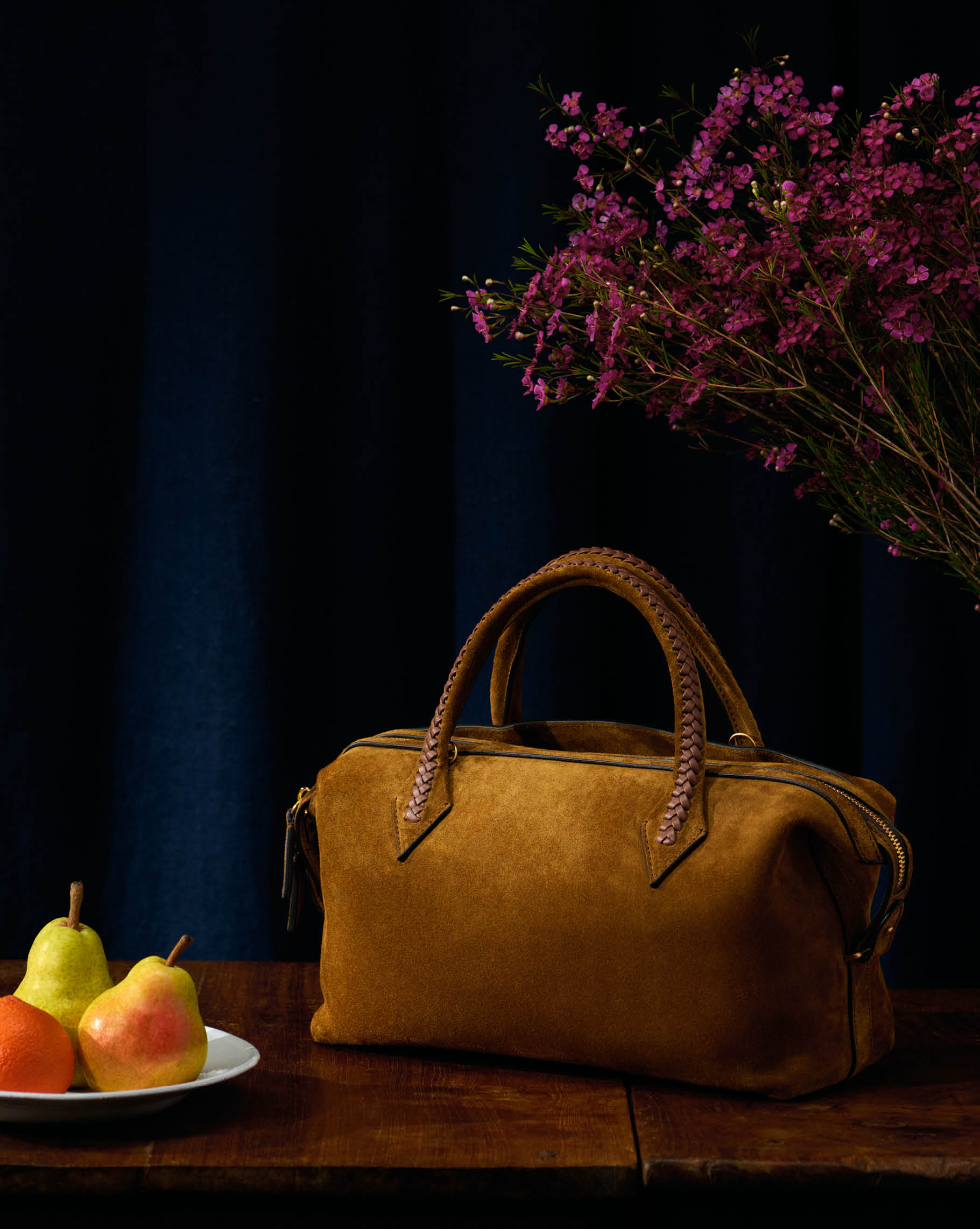 Suede Verité City Small Satchel in Marrakech Brown from London-based luxury brand Métier